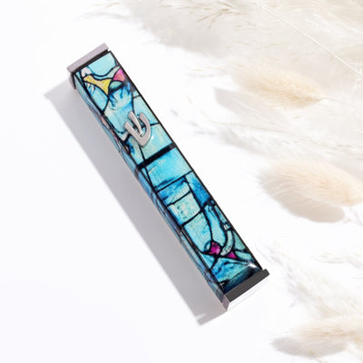 Artful Mezuzah with a Chagall Touch – Colorful & Refined 