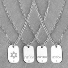 Personalized Hebrew Name Dog Tag Necklace