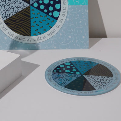 Artistic Glass Challah Tray with Unique Design - Aqua Spirit series