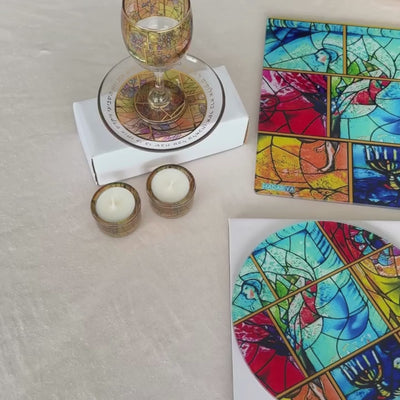 Elegant Shabbat Set with Yellow Enamel – Chagall Yellow Series