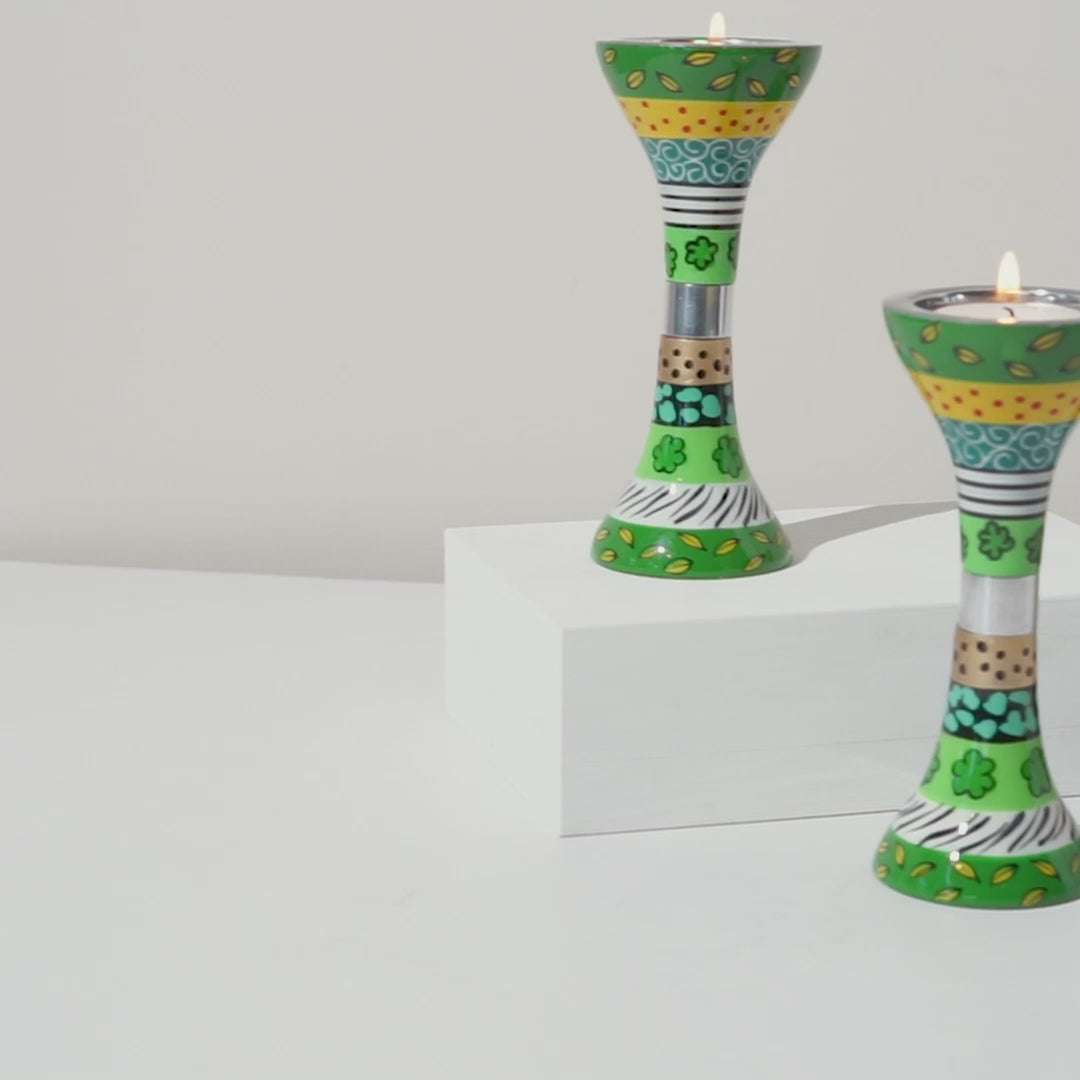 Premium Shabbat Set with Green and Gold Accents – Green Garden Series
