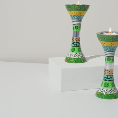 Premium Shabbat Set with Green and Gold Accents – Green Garden Series
