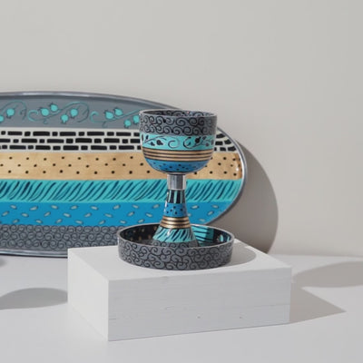 Modern Handmade Shabbat Set – Blue Elegance Series