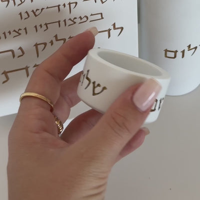 Handcrafted Concrete Shabbat Candleholders - Concrete Gold Series