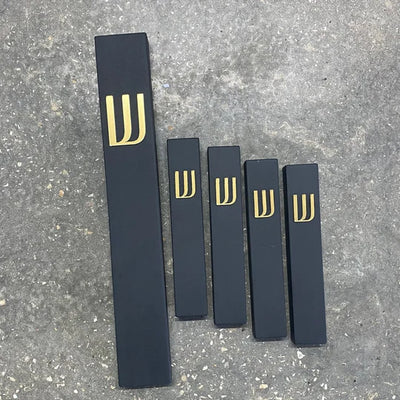 Designed black concrete entrance door sign with gold lettering - Family Series (Copy)  Door Sign + Mezuzah Case