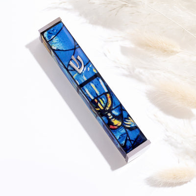 Artful Mezuzah with a Chagall Touch – Colorful & Refined 