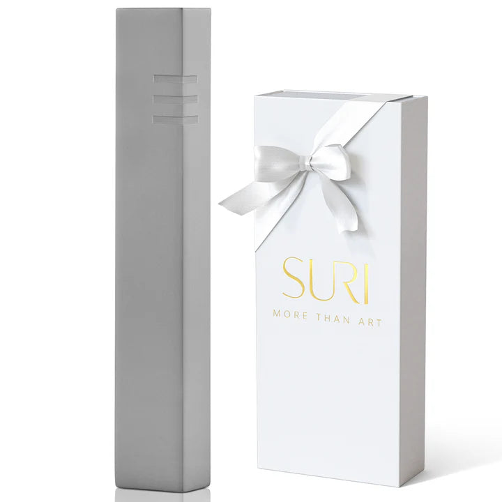 SURI Mezuzah On Door – 5 Inch Silver Aluminum Mezuzah Case With Printed Scroll, Open-Back Design For Indoor Use, Self-Stick Adhesive, Fits A 4 Inch Scroll, Gift Box Included