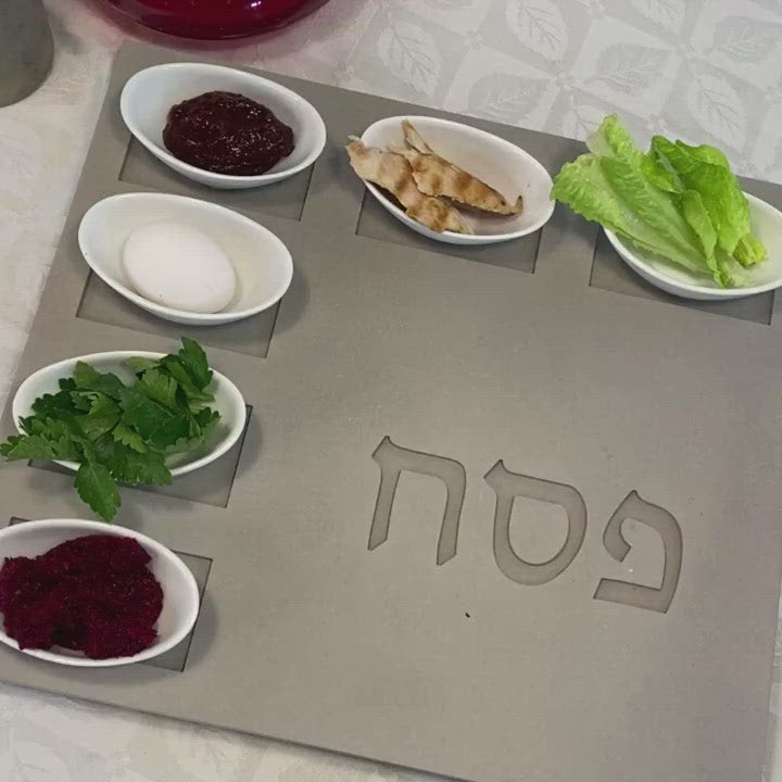 Gray Concrete Passover Seder Plate