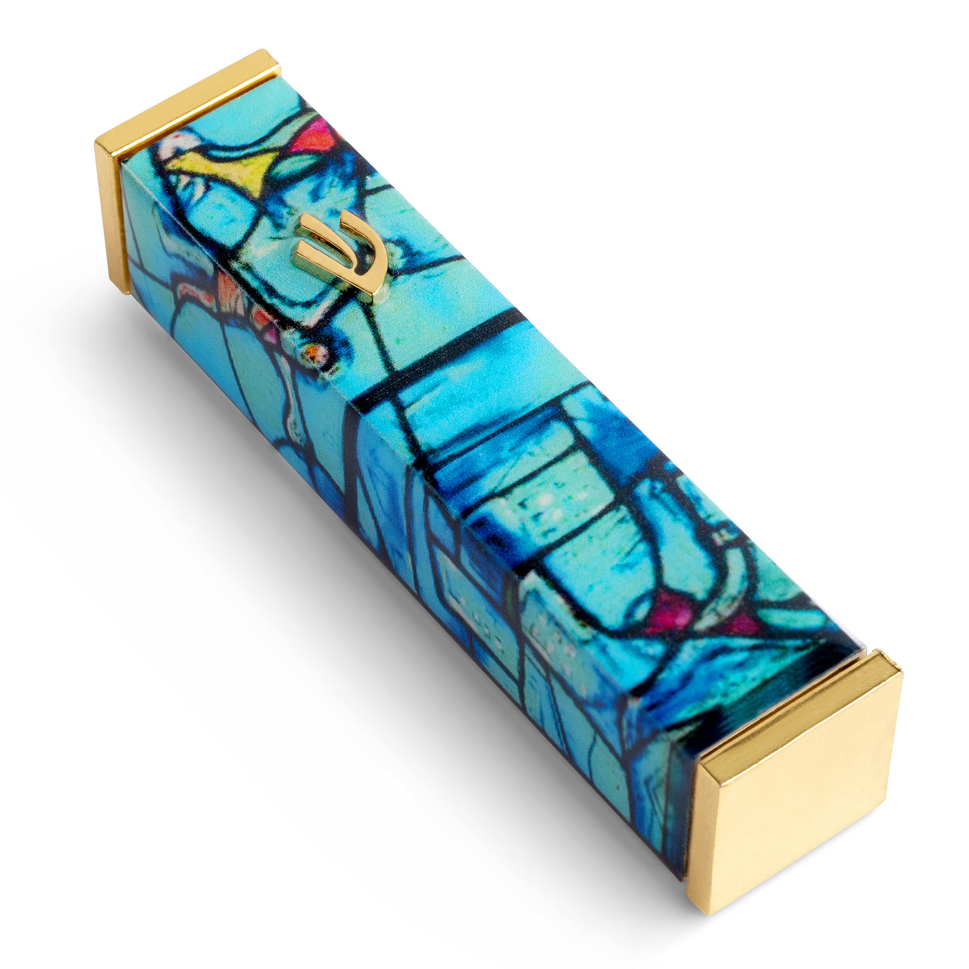 Gold & Turquoise Marc Chagall Mezuzah Case
