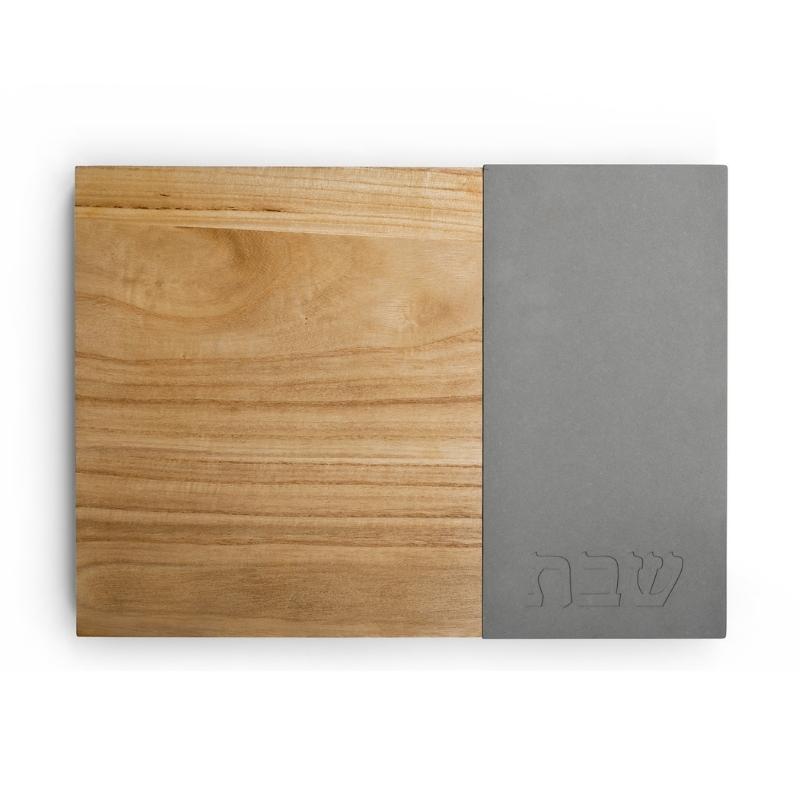 Black Concrete With Wood Challah Board