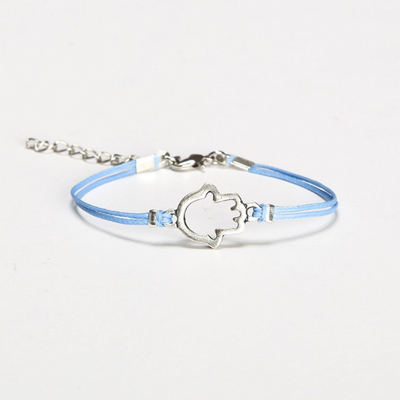 Blue With Silver Hamsa Bracelet For Women