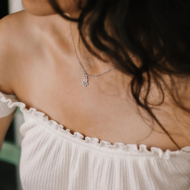 Silver Hamsa Necklace For Women