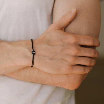 Initial Black Bracelet For Men