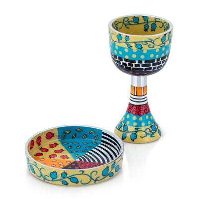 Yellow Painted Kiddush Cup