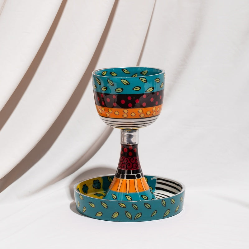 Blue Painted Kiddush Cup