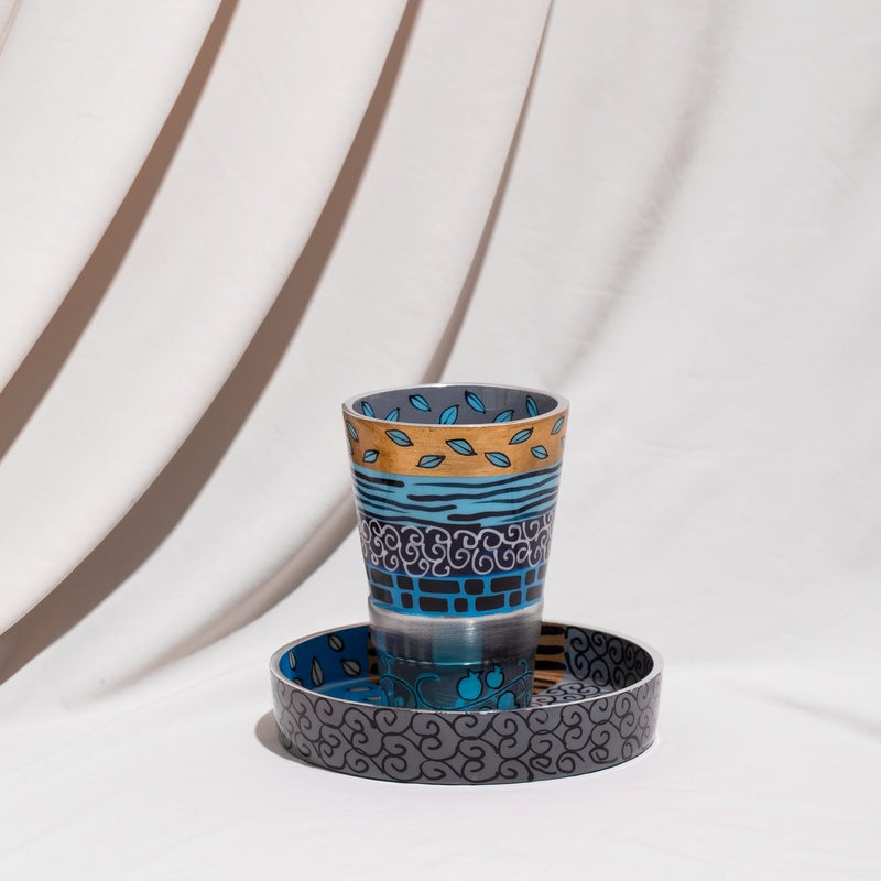 Blue & Gold Painted Kiddush Cup