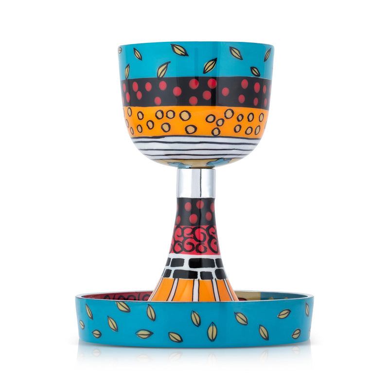 Blue Painted Kiddush Cup