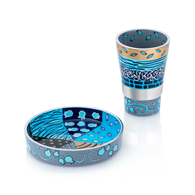 Blue & Gold Painted Kiddush Cup