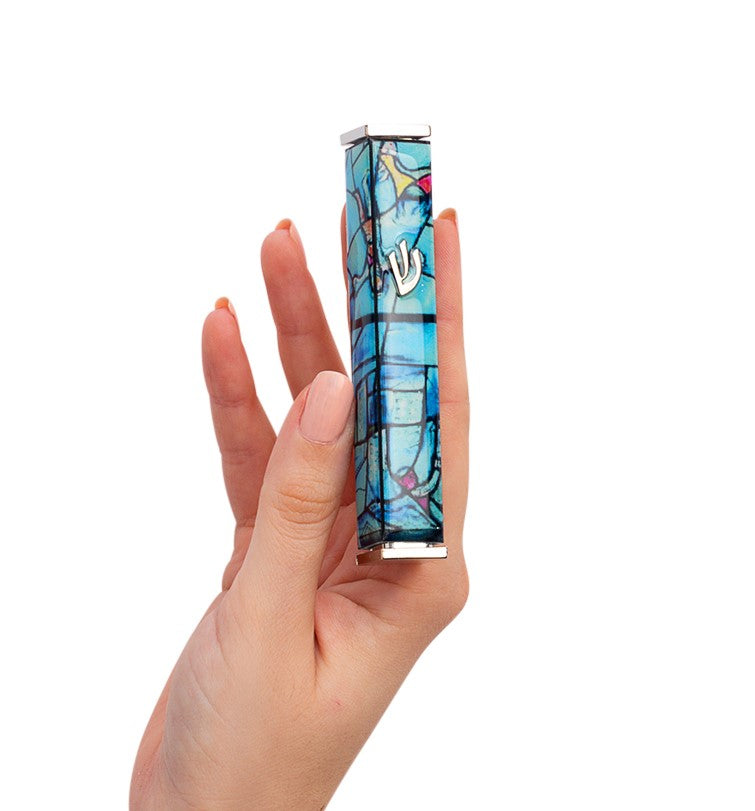 Silver & Turquoise Marc Chagall Mezuzah Case