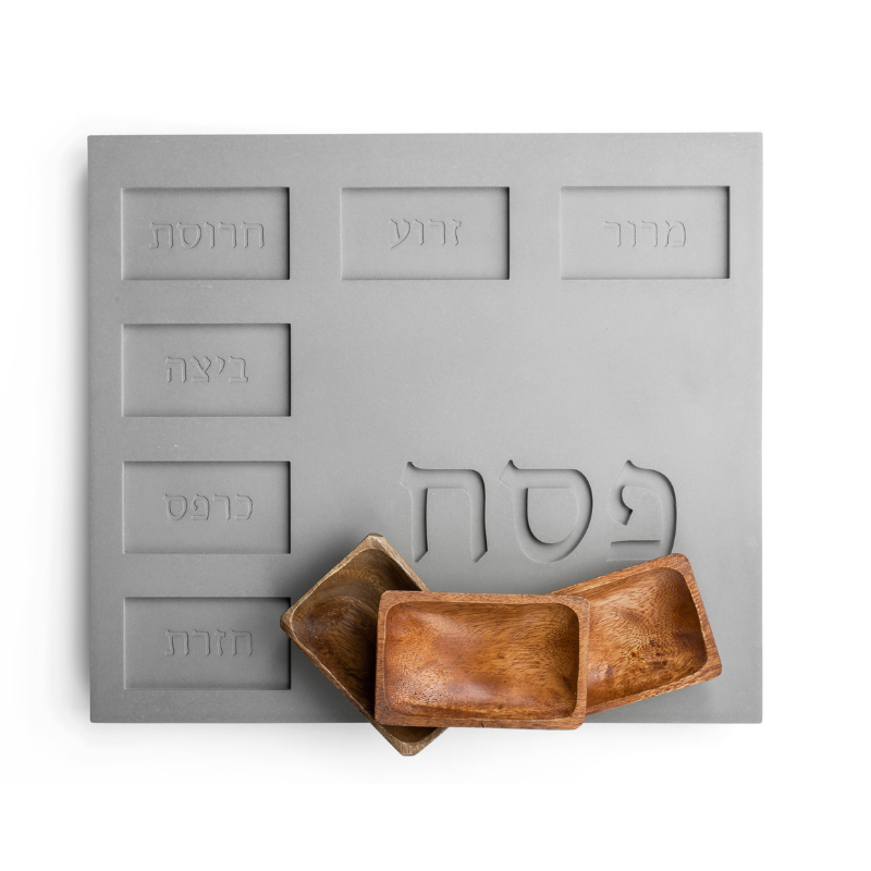 White Concrete Passover Seder Plate