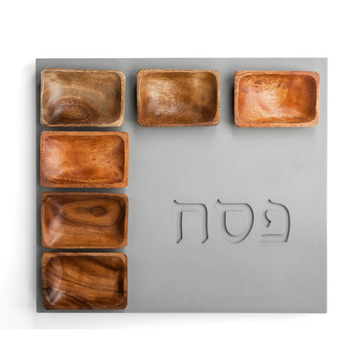 White Concrete Passover Seder Plate